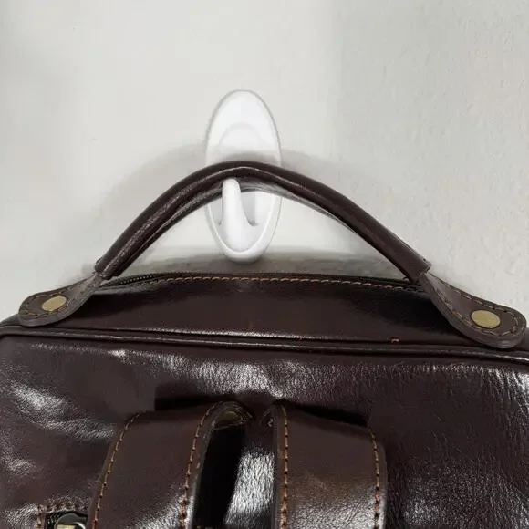 Vera Pelle Dark Brown Italian Leather Backpack Made in Italy Luxury - Picture 9 of 15